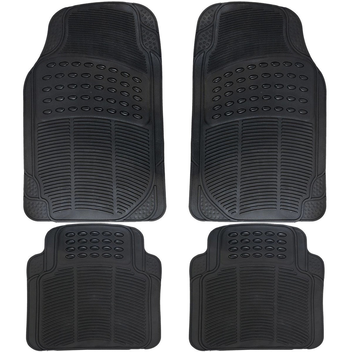 4Pcs/SetDurableUniversalBlackRubberCarMatSetNonSlipGripVanMats