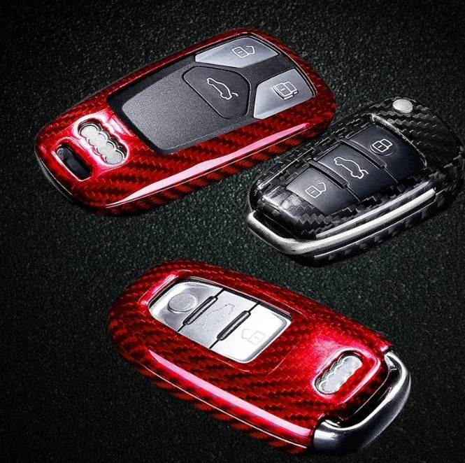 AudiCarbonFibreKeyCover(BlackorRed/MultipleModels)