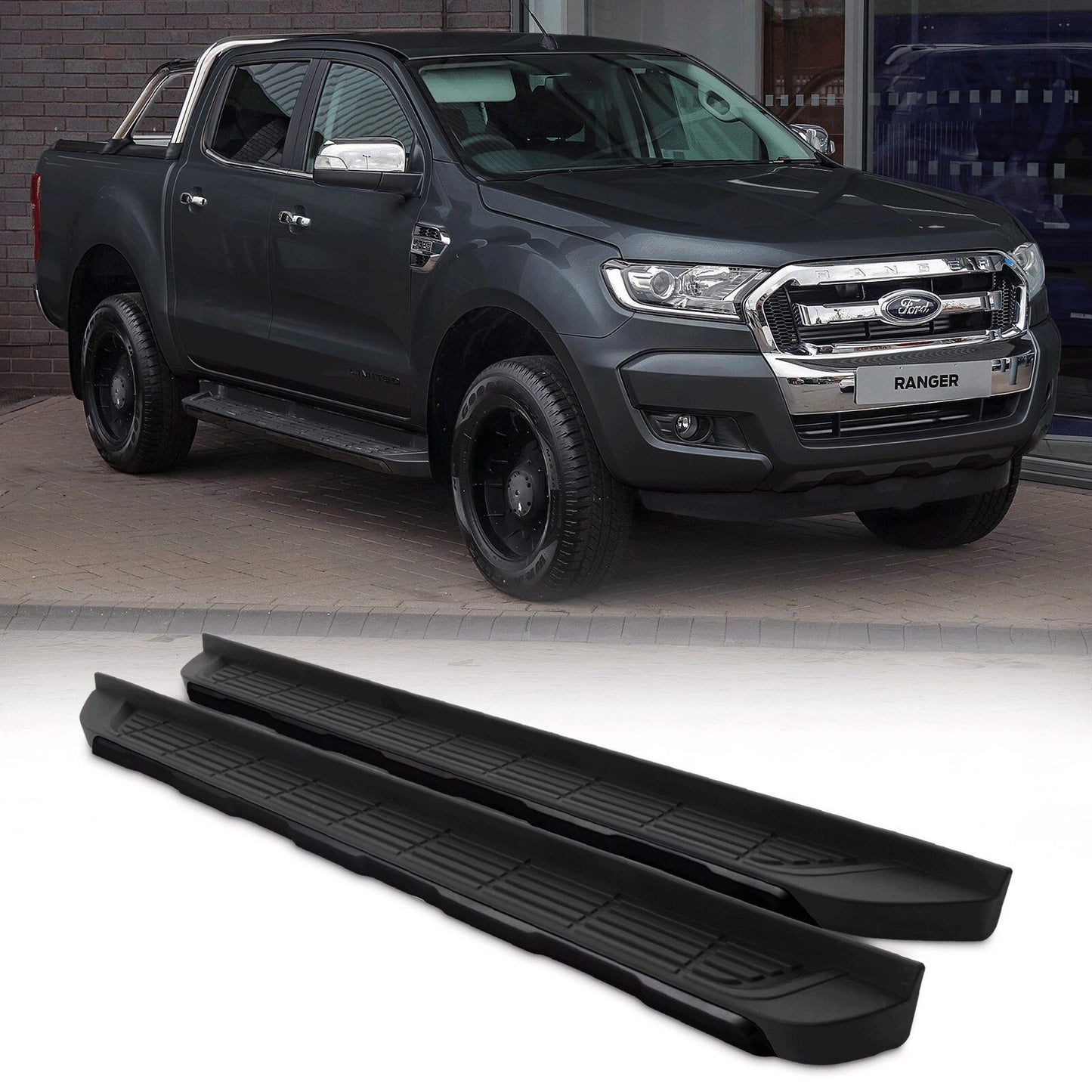 FordRangerT612-14BlackAluminiumSideSteps