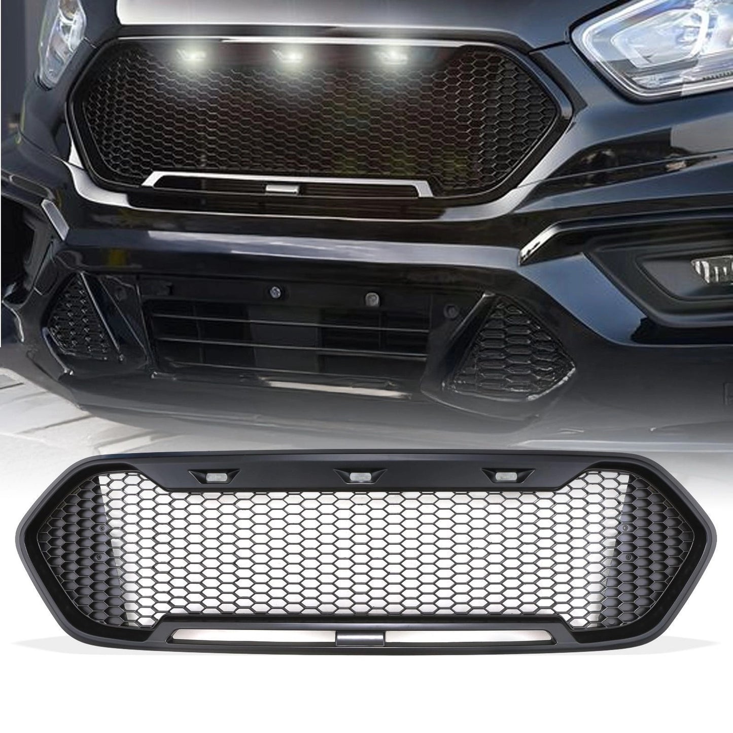 FordTransitCustom18-22MatteBlackGrilleWithWhiteLEDs