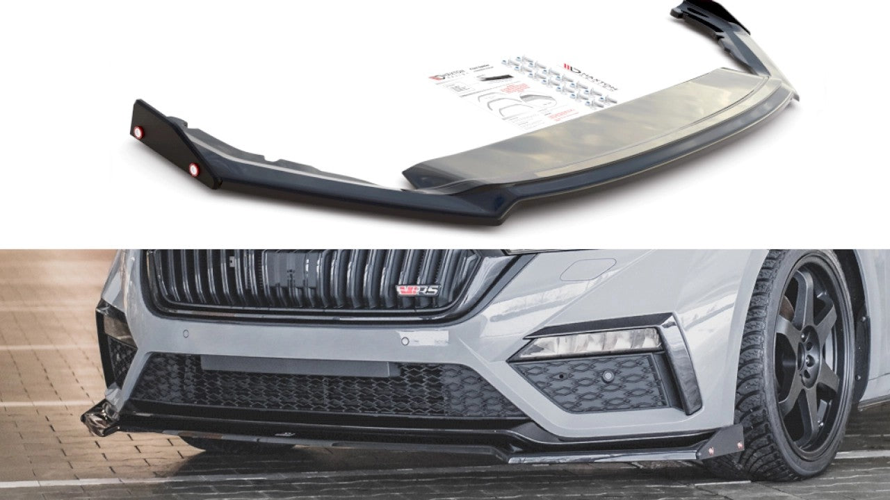 MaxtonDesignFrontSplitter(+Flaps)V.2forSkodaOctaviaRSMK4(2020+)