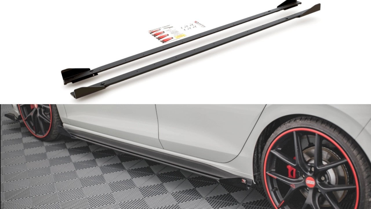 MaxtonDesignRacingDurabilitySideSkirts(+Flaps)forVolkswagenGolfMK8GTI/GTIClubsport(2020+)