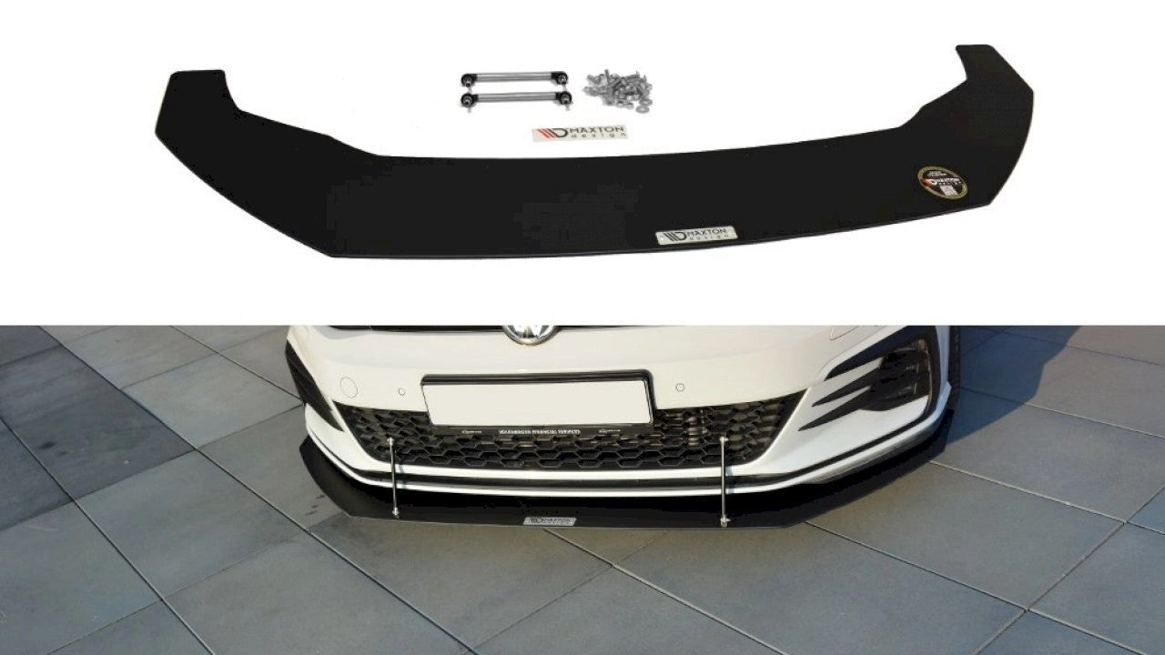MaxtonDesignRacingFrontSplitterWithTieBarsV.1ForVolkswagenGolfMK7.5GTI/GTD/GTE(2017-2019)