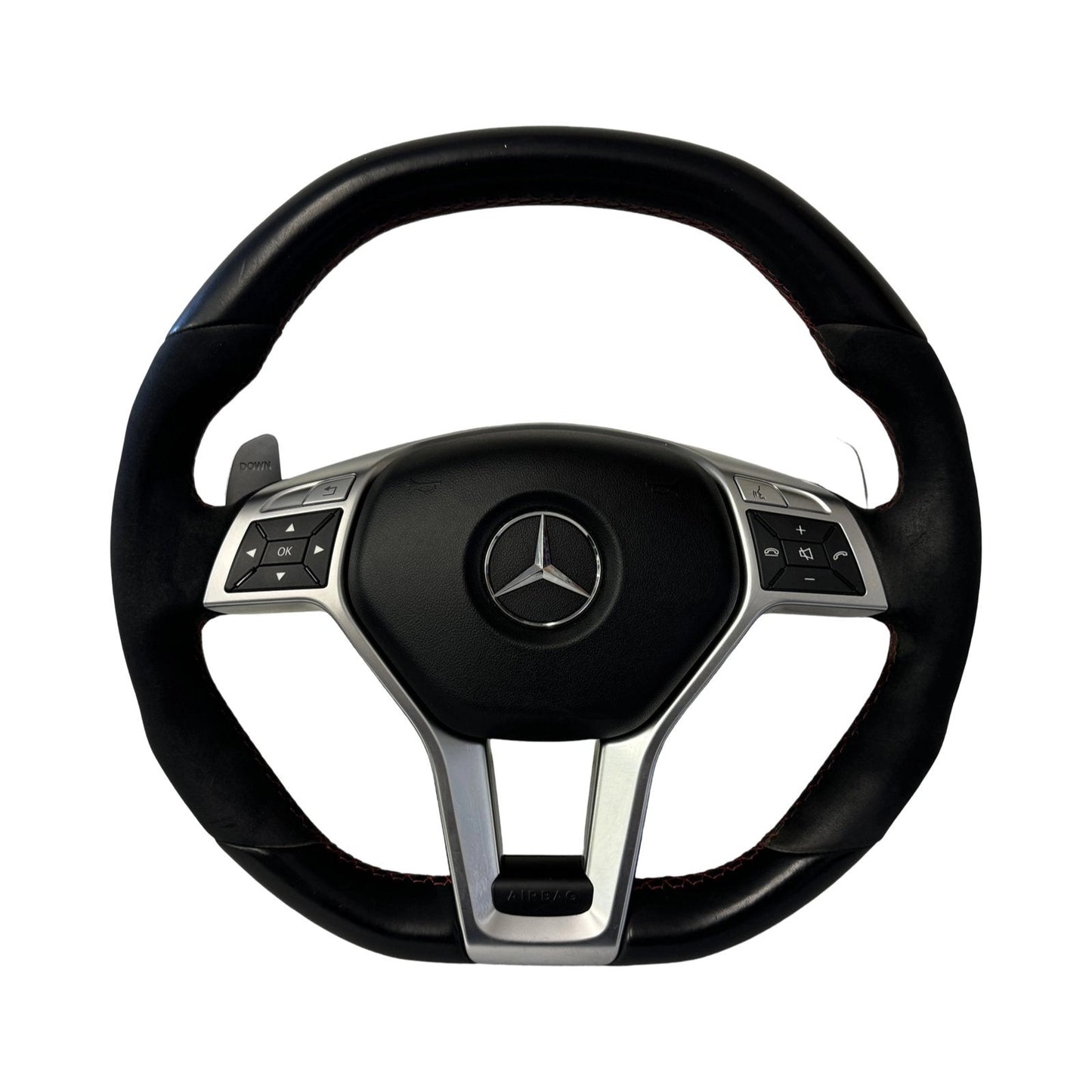 MercedesA45CLA45GLA45AMGW176W117X156SteeringWheelAndAirbagAlcantaraRedStitched