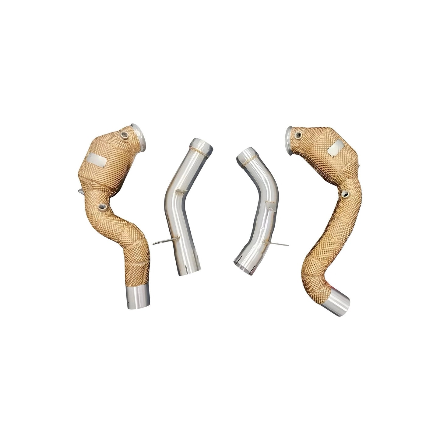 MercedesC63/C63SAMGM177HeatShielded200CellHi-flowSportCatDownpipes2014-2019(GoldInsulation)