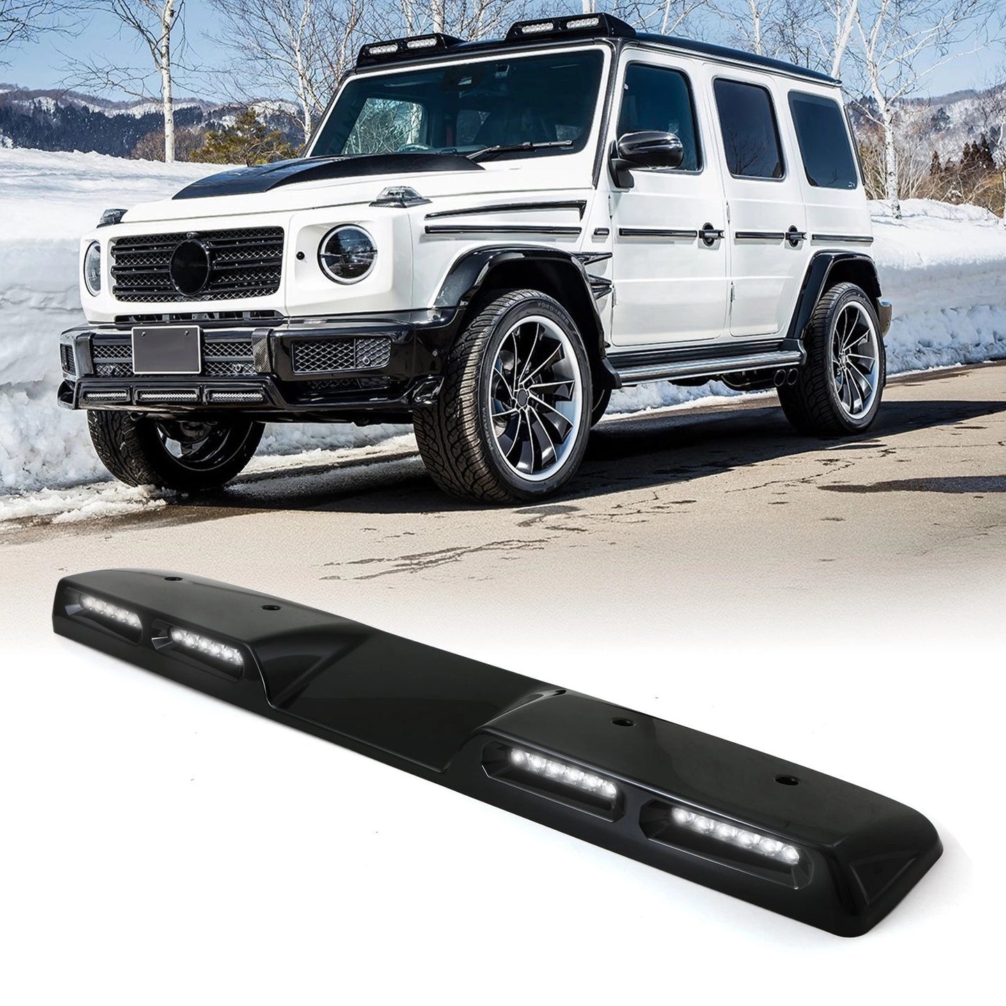 MercedesGWagonW4642018+GlossBlackQuadRoofLightsWhiteLEDs