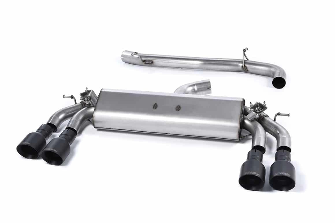 MilltekVWGolfMK7R2.0TSI(300PS)(14+)Non-ResonatedCat-BackExhaust-CerakoteBlackRoundTips–SSXVW404