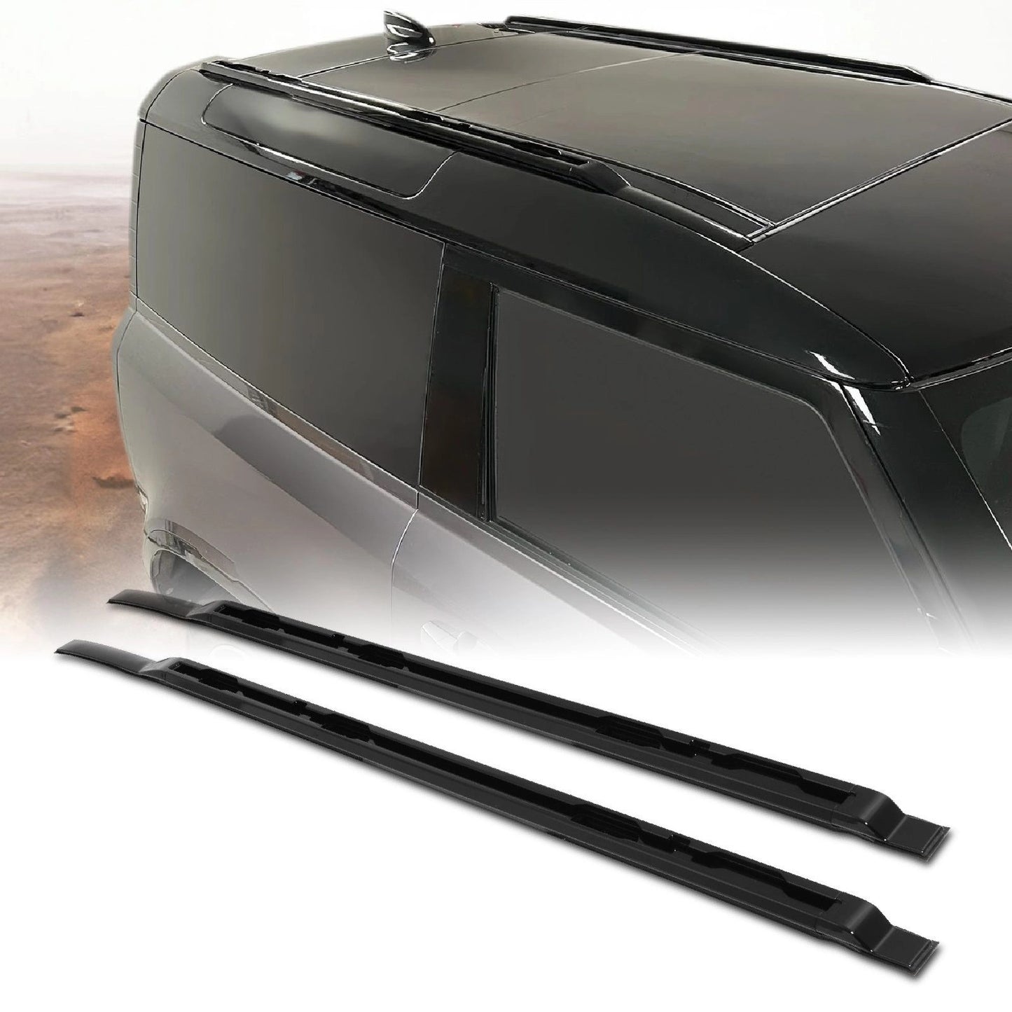 Predator4x4GlossBlackAluminiumRoofRailsToFitLandRoverDefender90L6632020+