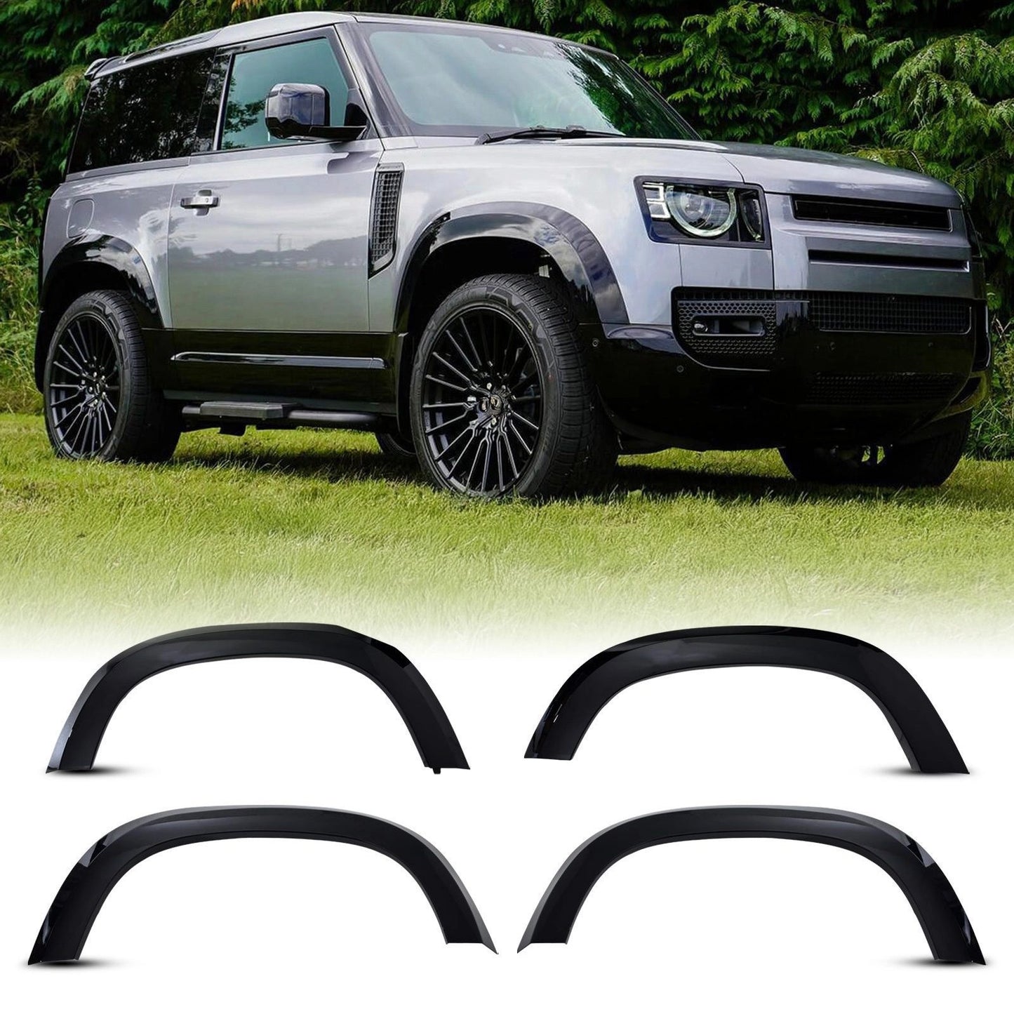 Predator4x4GlossBlackWideWheelArchKitToFitLandRoverDefender90L6632020+