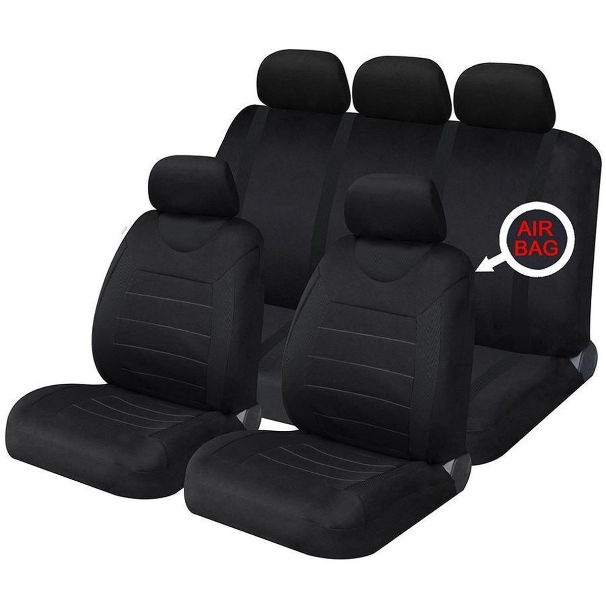 SakuraCarSeat&HeadrestCoversCarnabyBlackUniversalSizeElasticatedHems