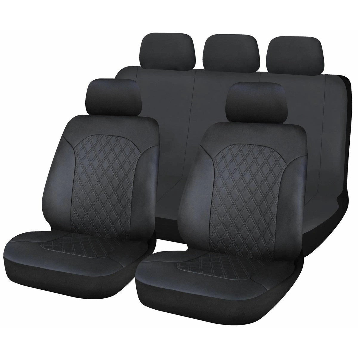 SakuraLeatheretteFront&RearCarVanSeatCoverswithQuiltedpattern