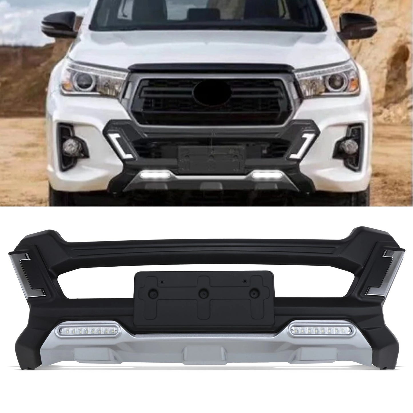 ToyotaHiluxInvincibleXMK818-21GlossBlackLEDFrontBumperABar