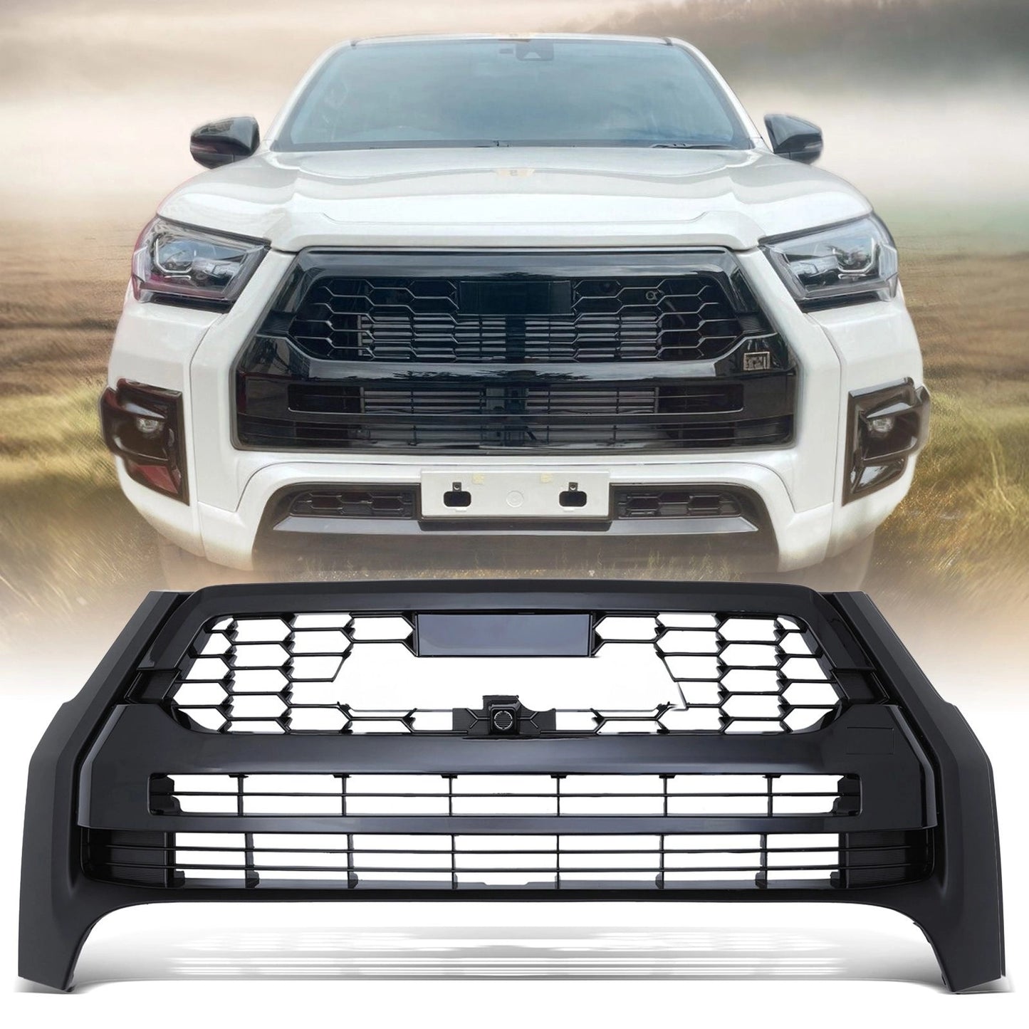 ToyotaHiluxInvincibleXMK92021+GlossBlackGRSportStyleFrontGrille