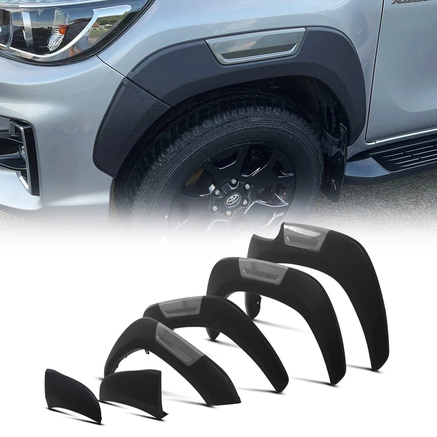 ToyotaHiluxRevo2021-2024BlackGRStyleFenderFlareSet