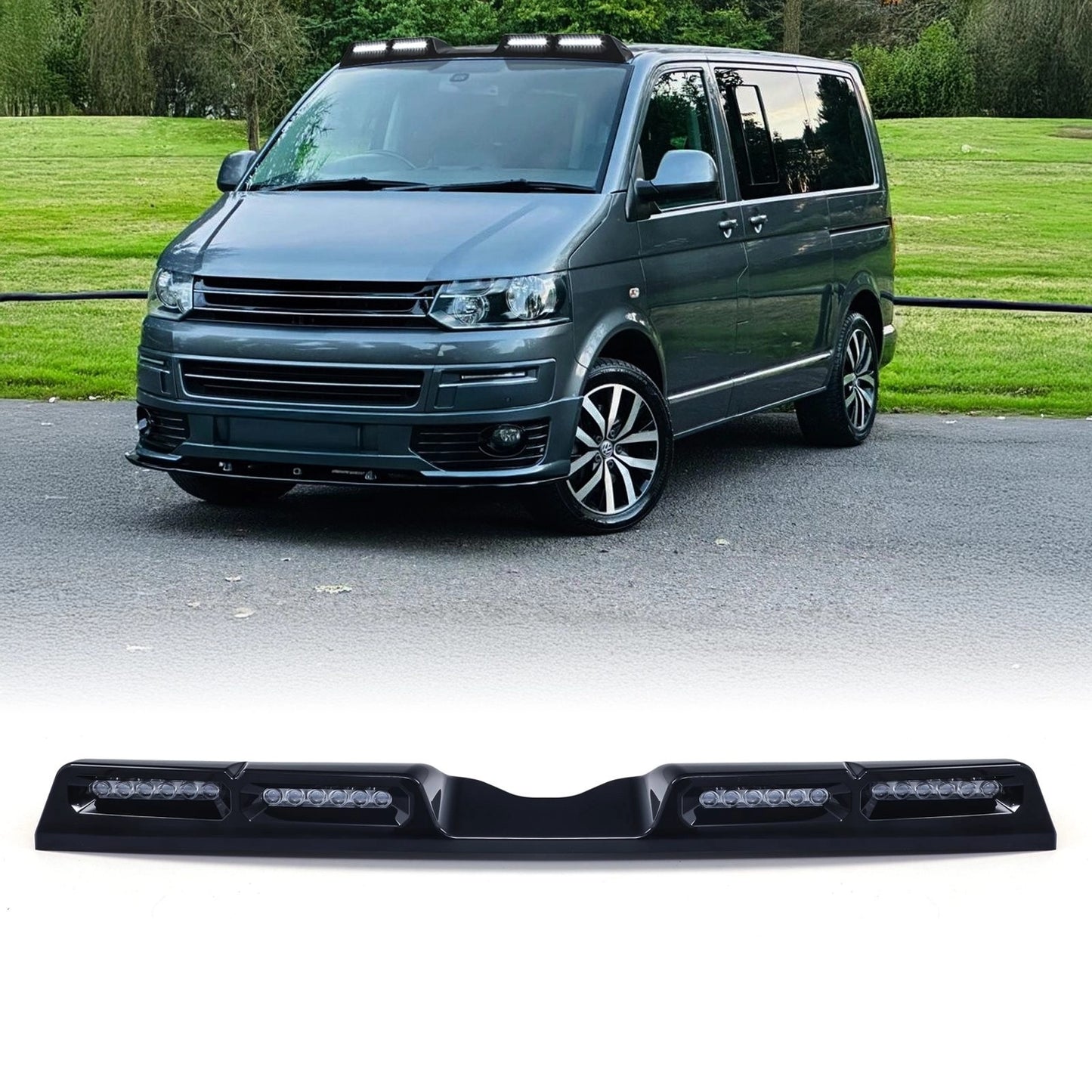 VWTransporterT5T5.12003-2015GlossBlackQuadRoofMountedLEDLight