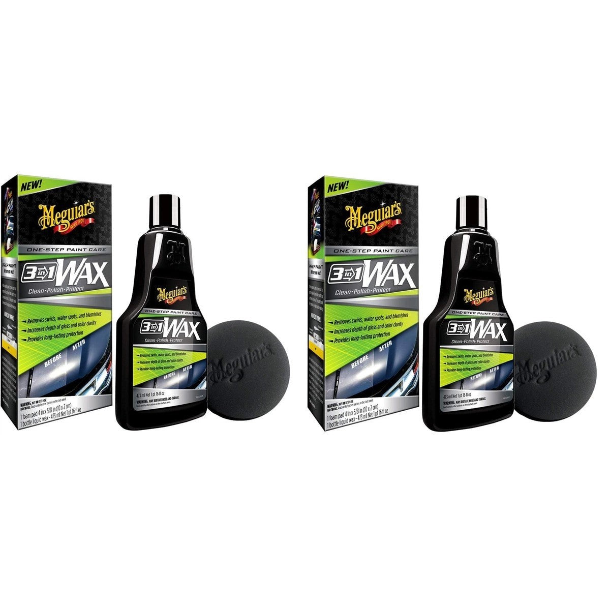 2xMeguiar'sG191016EU3-in-1WaxCleanPolishProtect473ml
