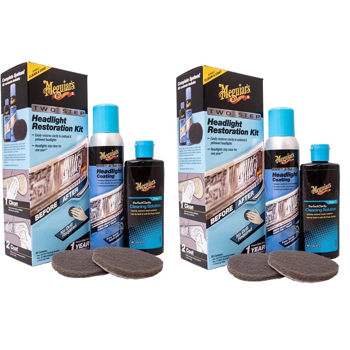 2xMeguiar'sG2970EUTwoStepHeadlightRestorationKit
