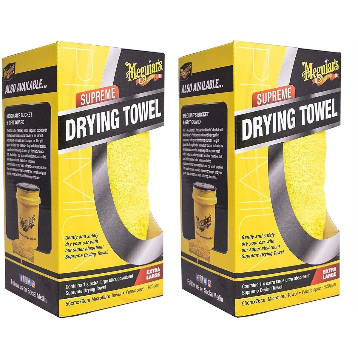 2xMeguiar'sX1802EUSupremeDryingTowelExtraLarge