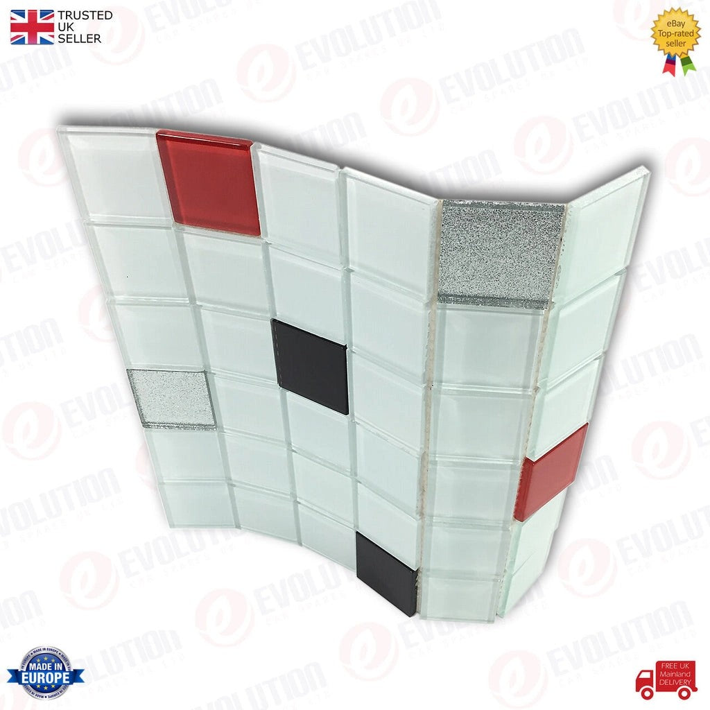 30X30CmGlassMosaicWallTilesSheetWhiteWithMixedColourPattern