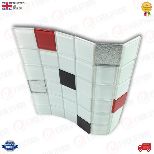 30X30CmGlassMosaicWallTilesSheetWhiteWithMixedColourPattern