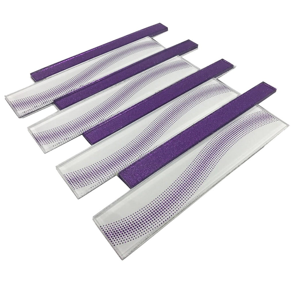 30X30CmInterlockingGlassWallTileGlitteredPurple&GreyWithDotted