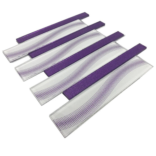 30X30CmInterlockingGlassWallTileGlitteredPurple&GreyWithDotted