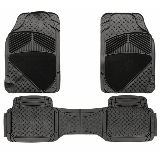 3PieceUniversalFitHeavyDutyBlackRubberCarNon-SlipFloorMatsSUV4x4