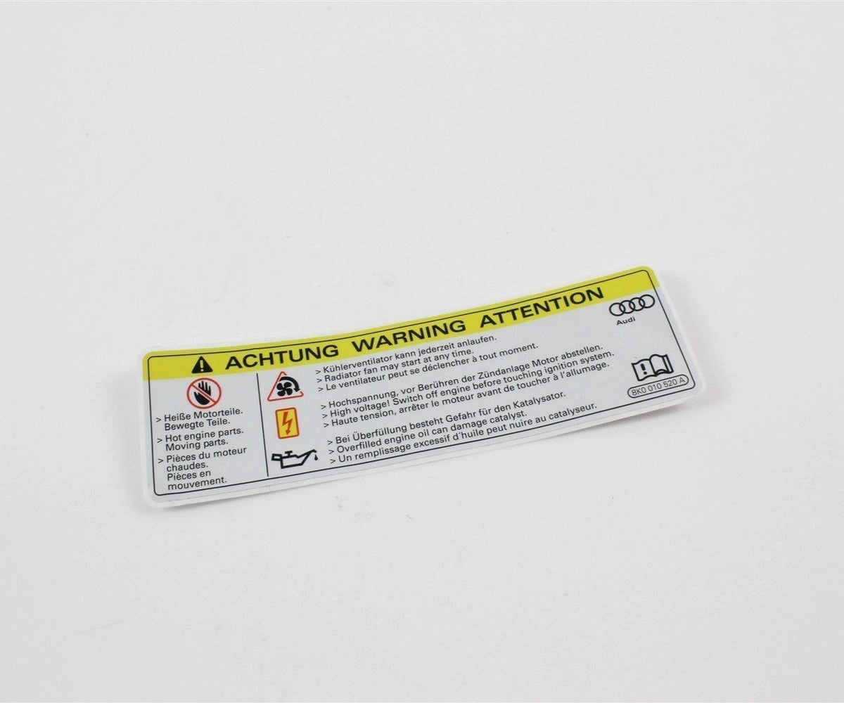 AudiA1A3A5TTRS3Q7enginebaywarninghazardsticker8K0010520A