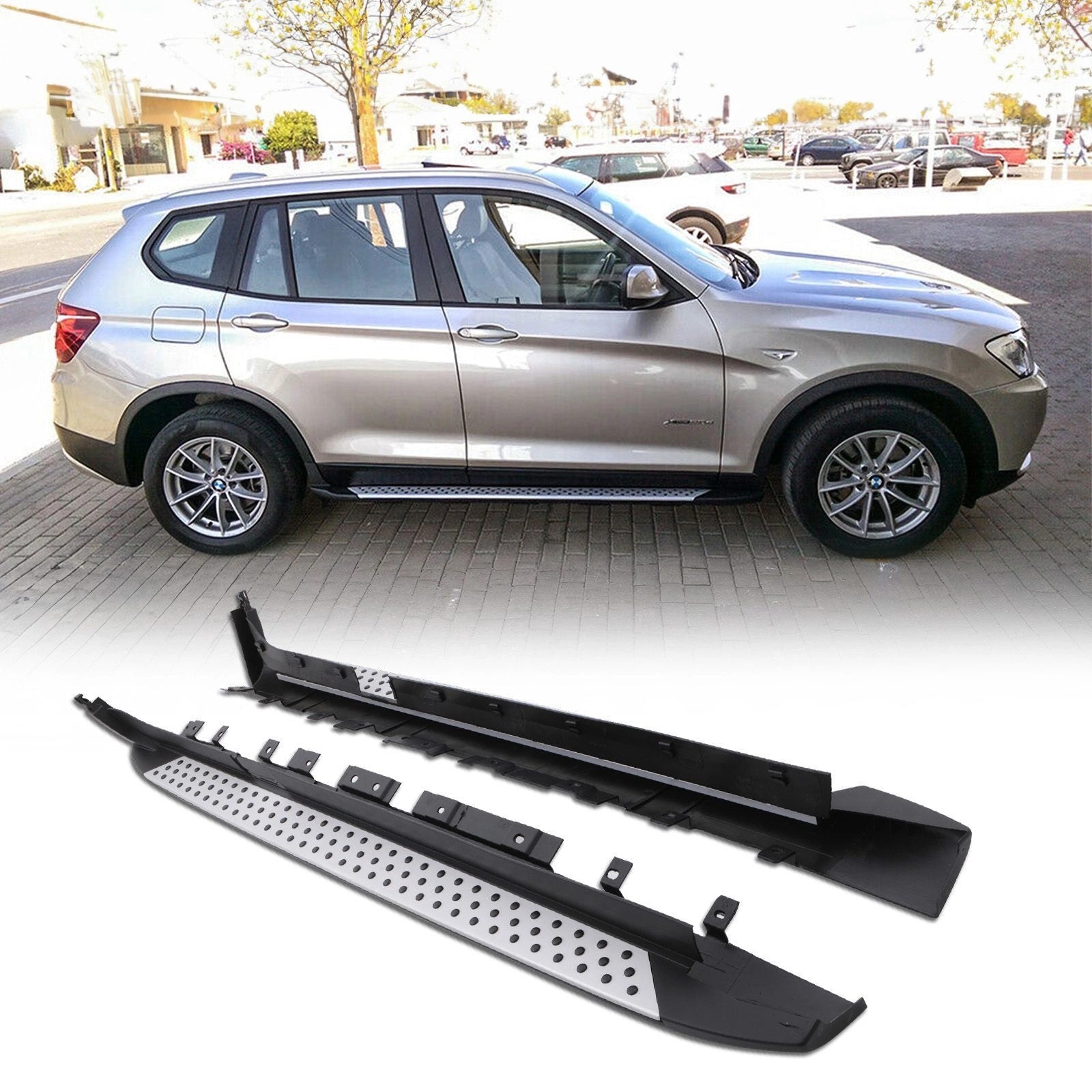 BMWX3F2510-17Black&SilverSideSteps