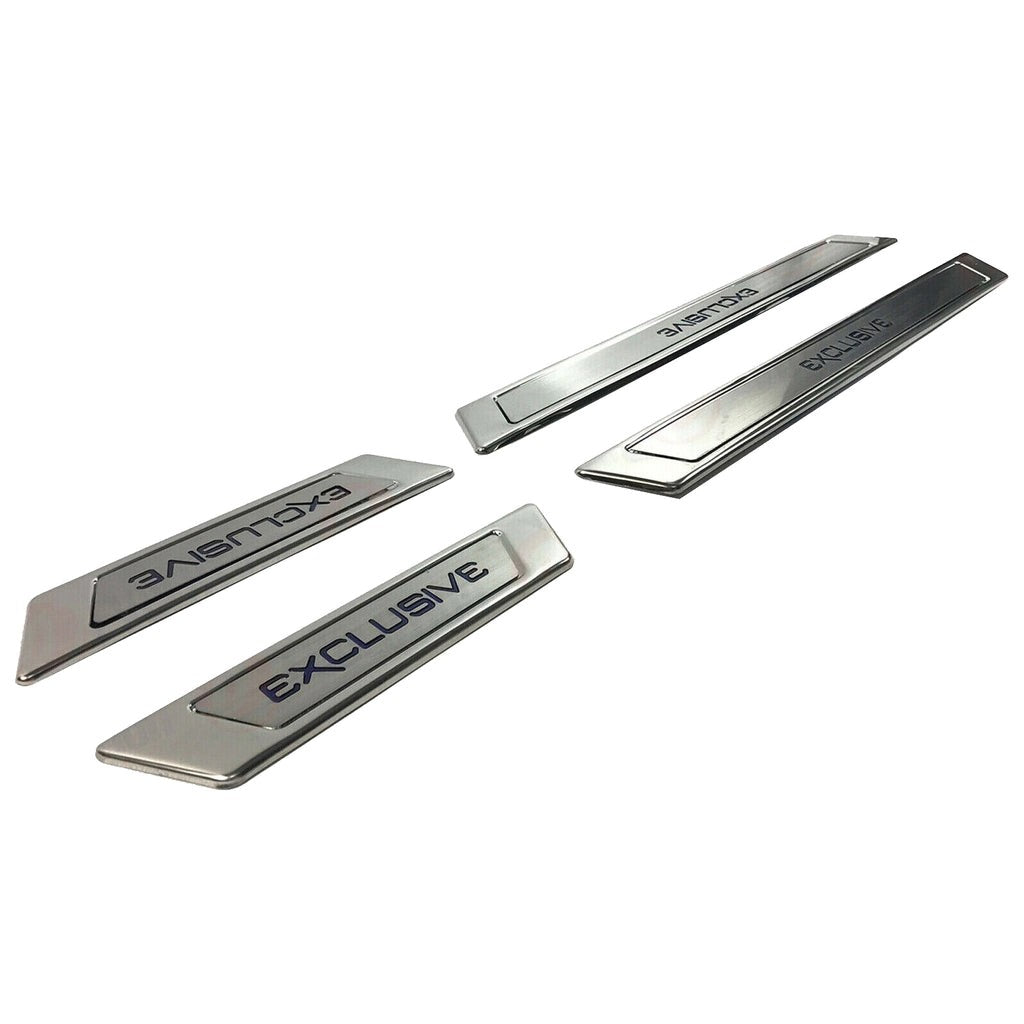 ExclusiveStainlessSteelChromeSilverDoorSillWithBlueLedLight4Doors