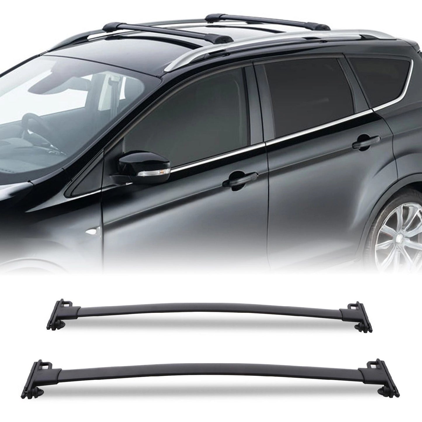 FordKugaMK108-12FullLengthBlackRoofCrossBars