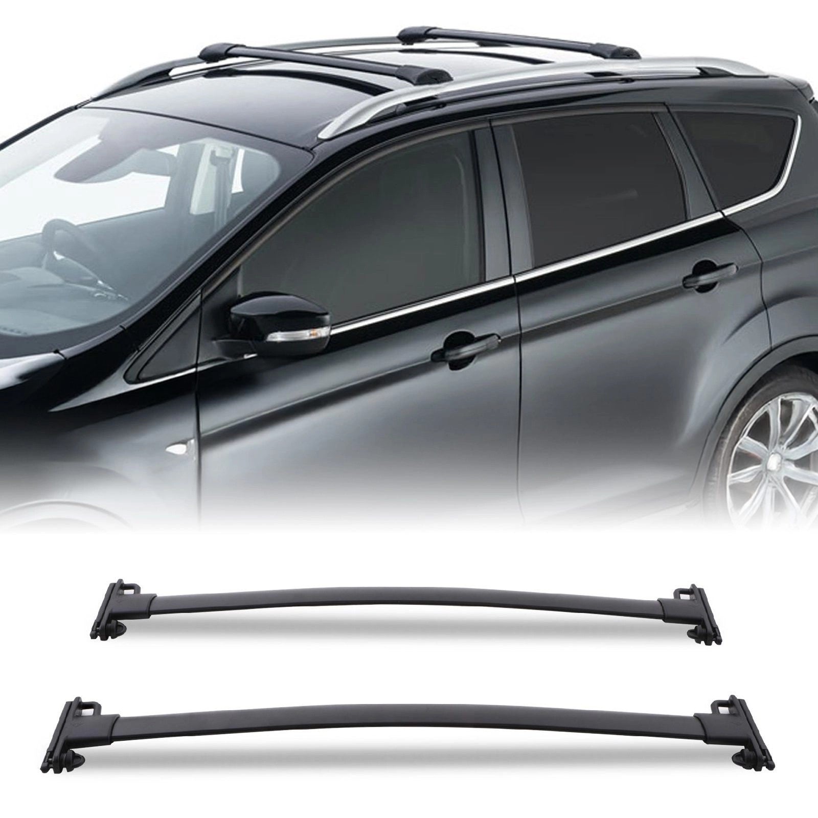 FordKugaMK108-12FullLengthBlackRoofCrossBars