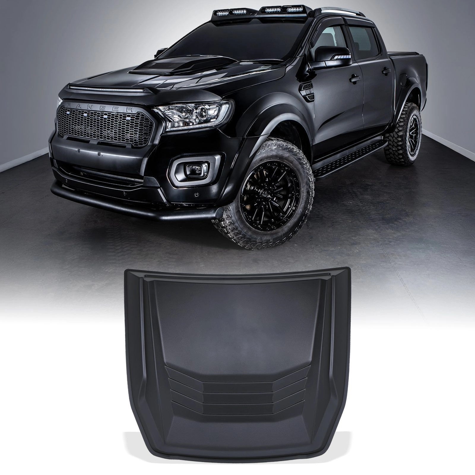 FordRangerT6T7T812-22MatteBlackBonnetScoop
