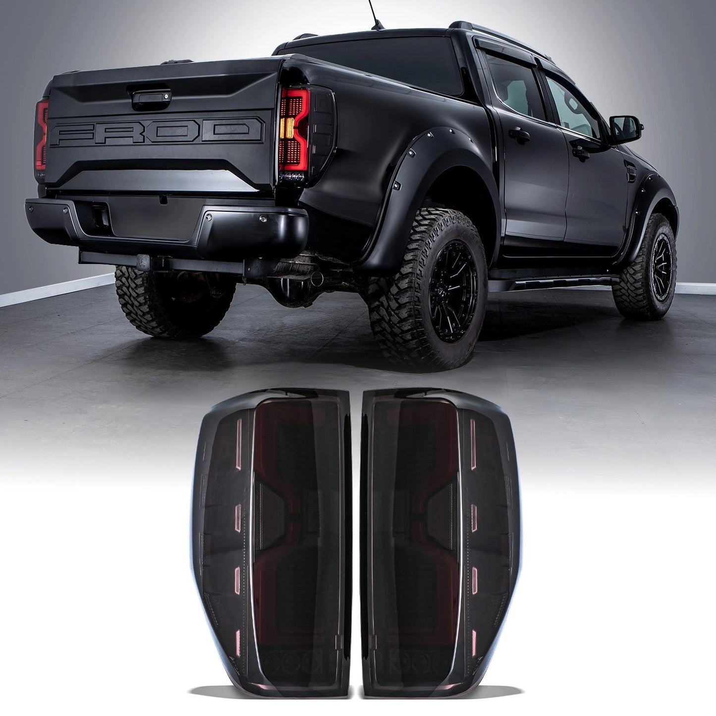 FordRangerT6T7T82012-2022SmokedLEDHiluxStyleRearTailLights