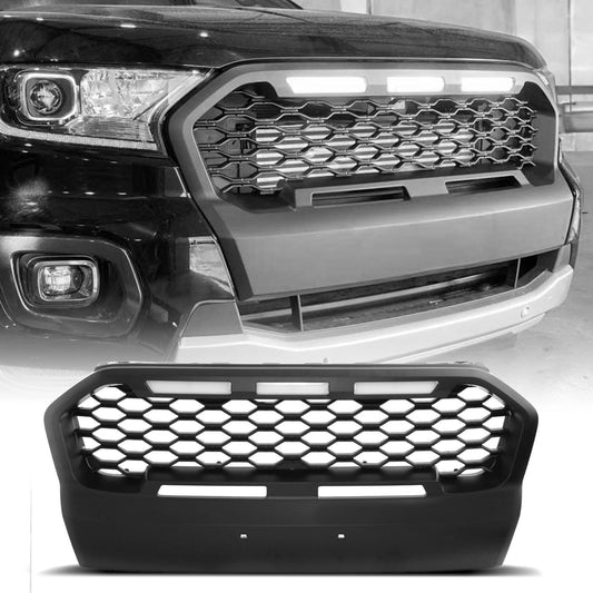 FordRangerT715-18MattBlackHoneycombGrilleWithLEDLights