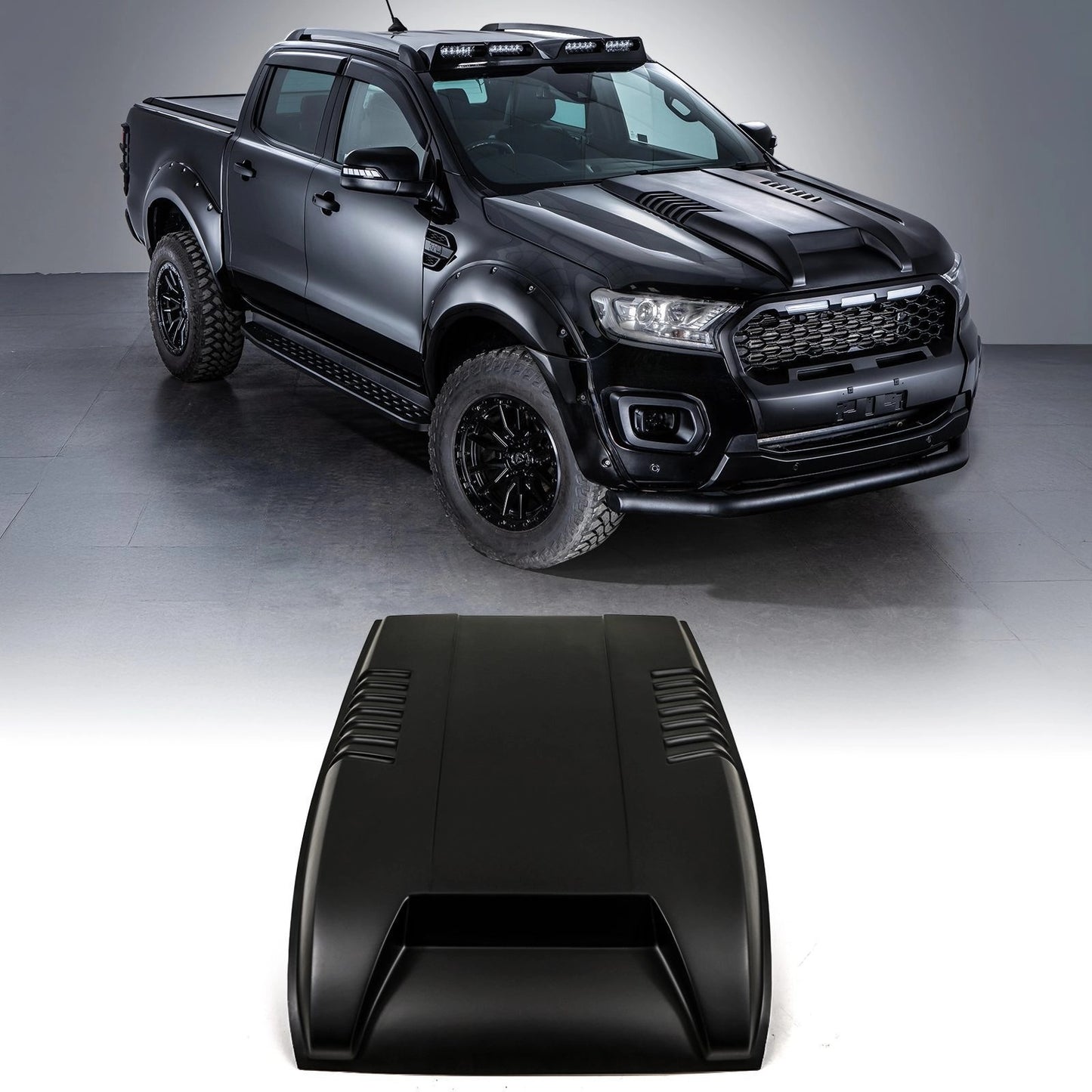 FordRangerT7T815-22MatteBlackRaptorStyleBonnetVentCover