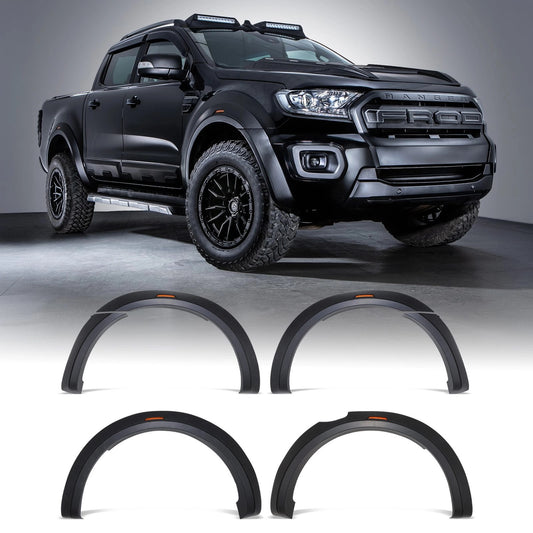 FordRangerT7T815-22MatteBlackWideWheelArchKitwithAmberLEDs
