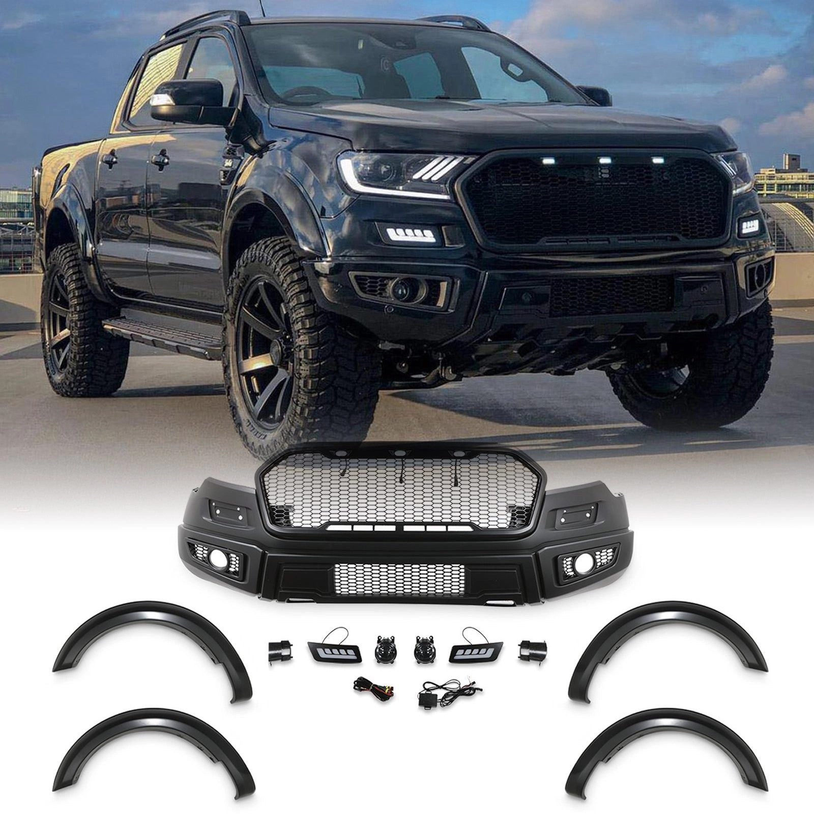 FordRangerT7T82015-2022RaptorLEDBumper&WideArchUpgradekit