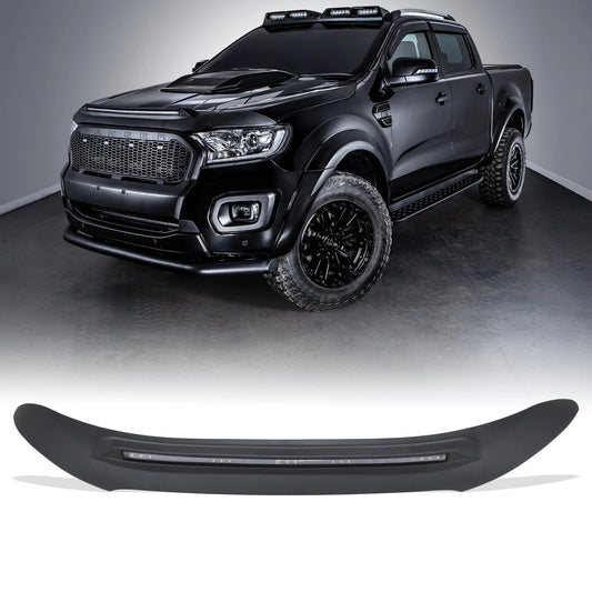 FordRangerT7T82015-2022SmokedBlackBonnetGuardWithLEDLights