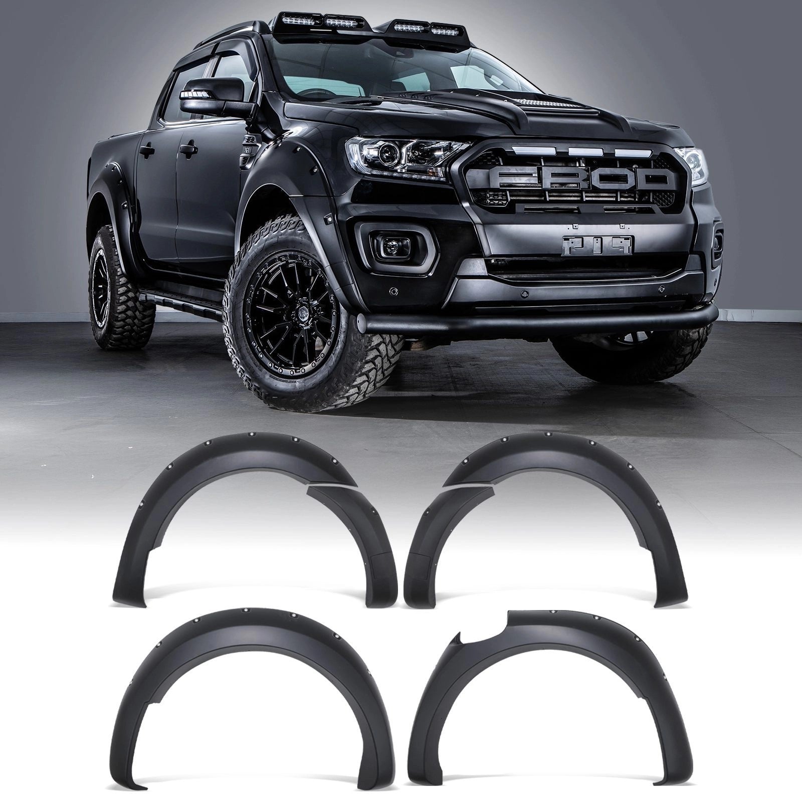 FordRangerT819-22MatteBlackWideWheelArchKit