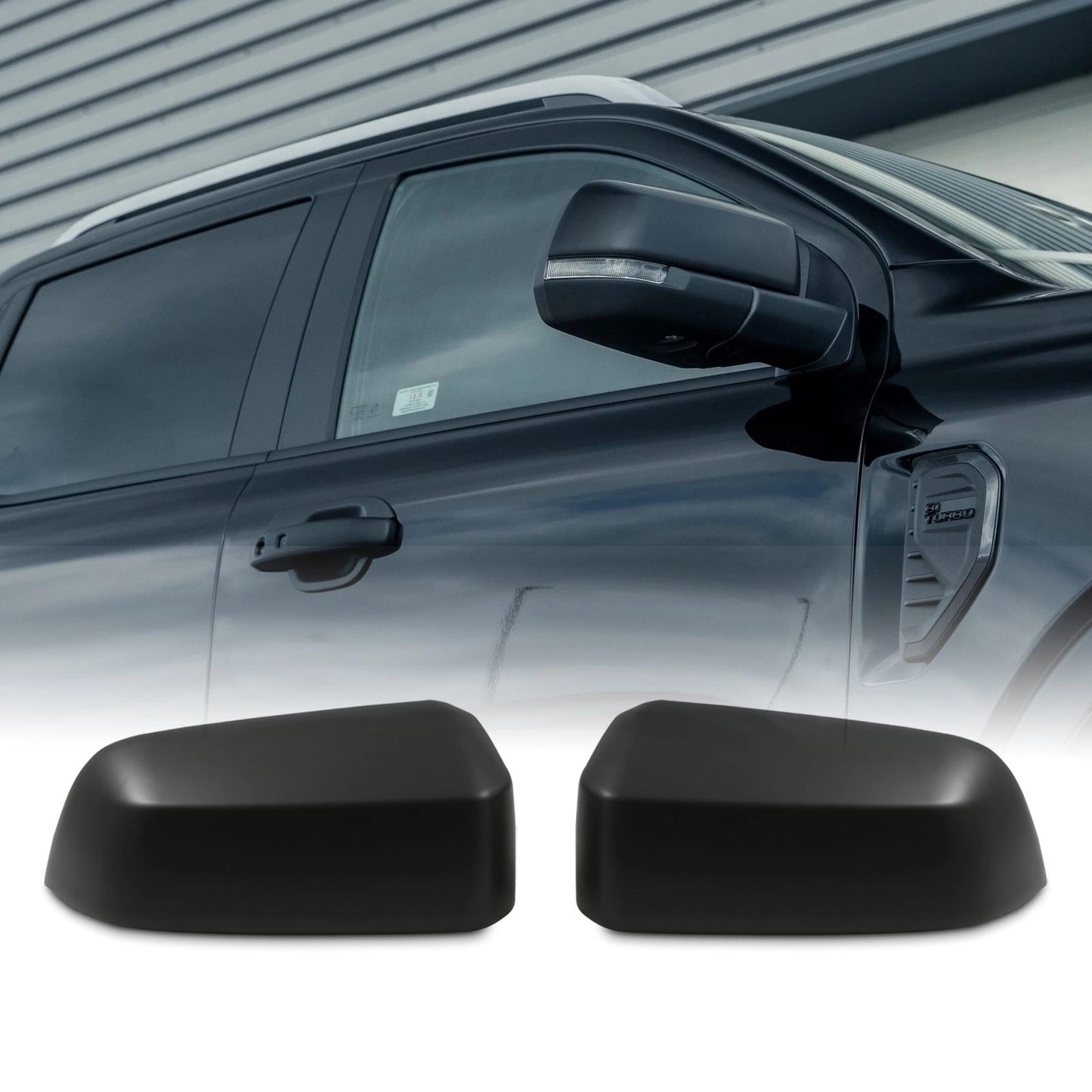 FordRangerT92023+MatteBlackDoorMirrorCovers