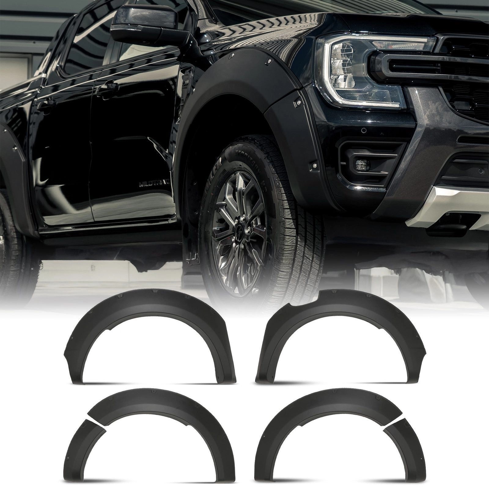 FordRangerT9Wildtrak2023+85mmMatteBlackWheelArchKit