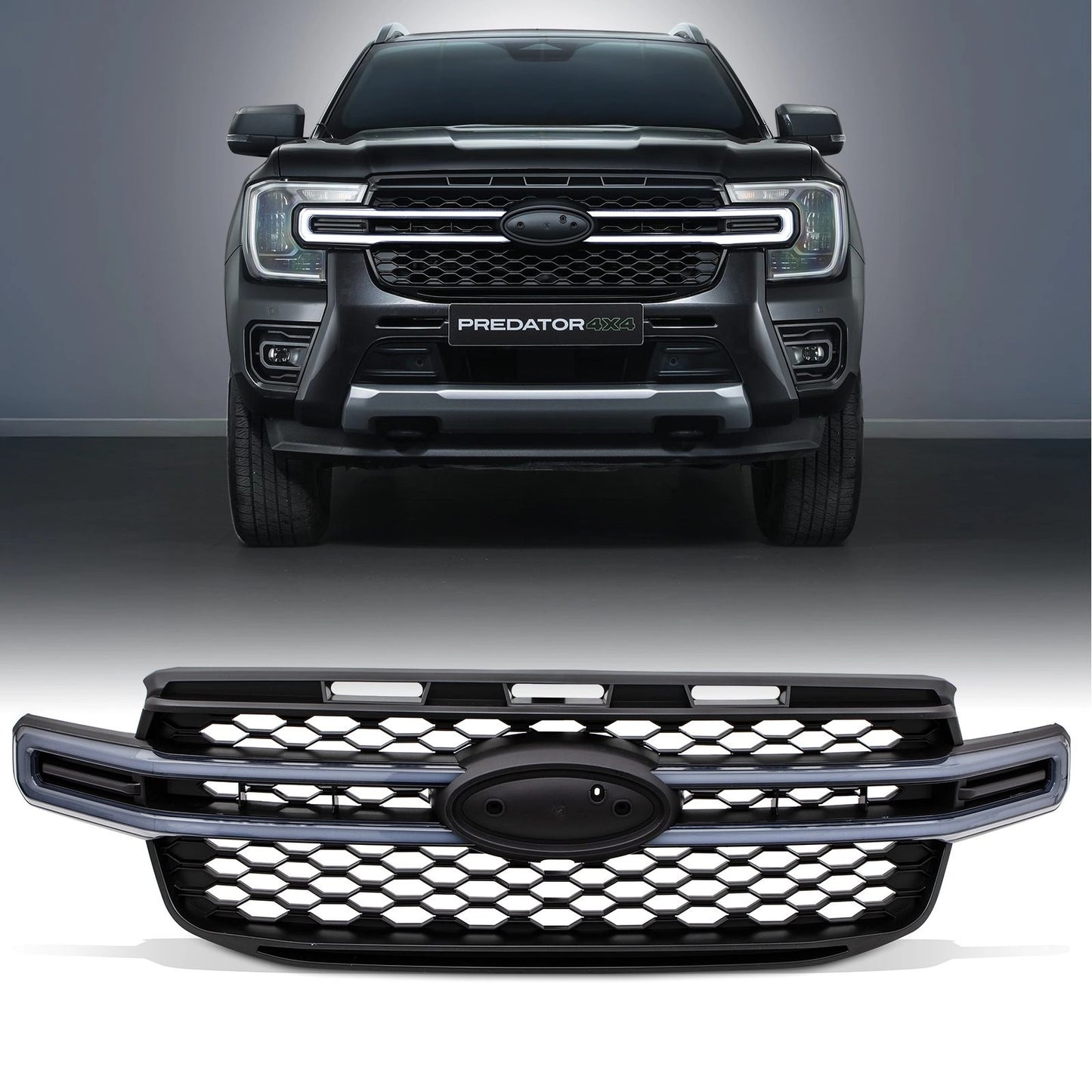 FordRangerT9Wildtrak2023+MatteBlackDynamicLEDDRLGrille