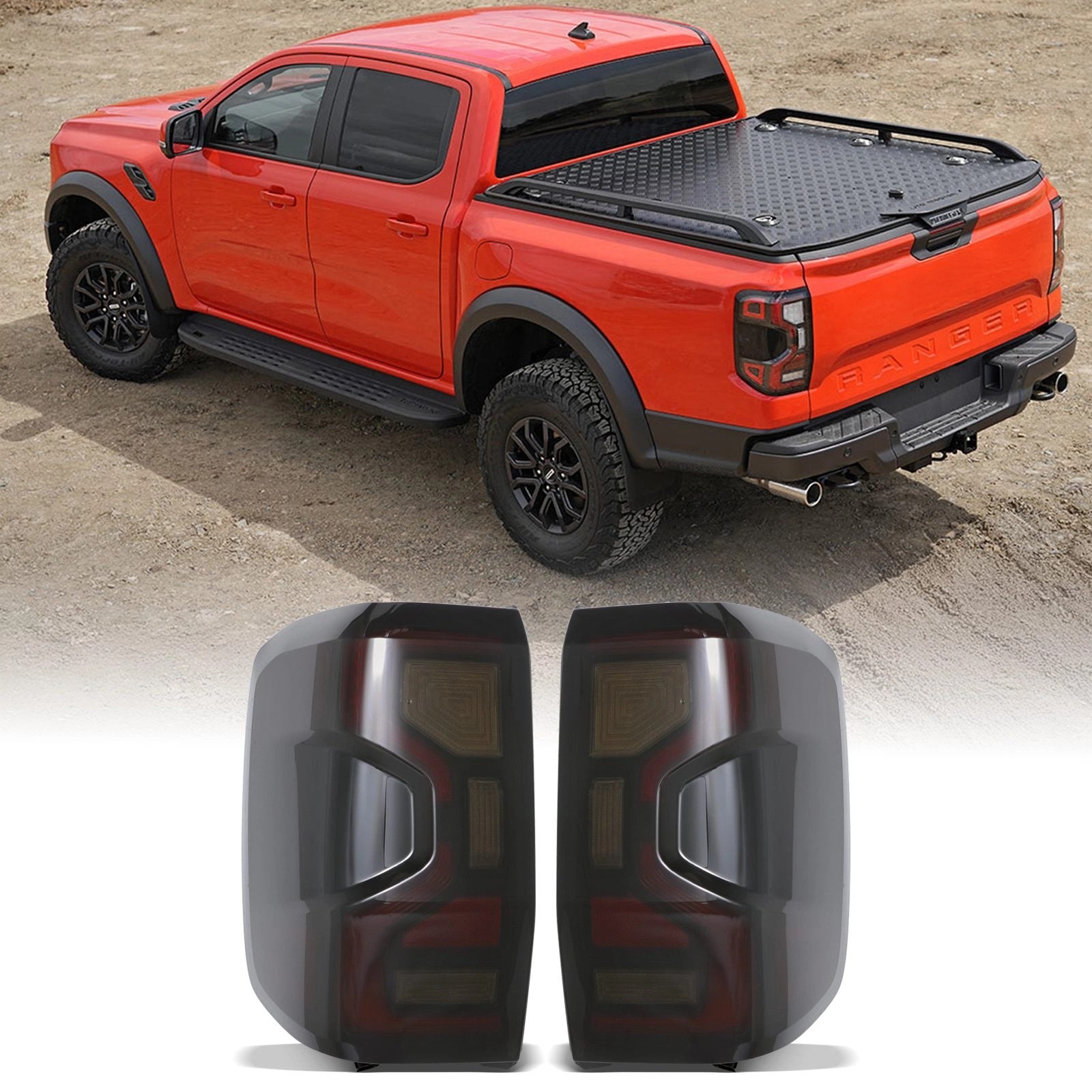 FordRangerT9Wildtrak2023+SmokedLEDRearTailLightsWithFogLamps