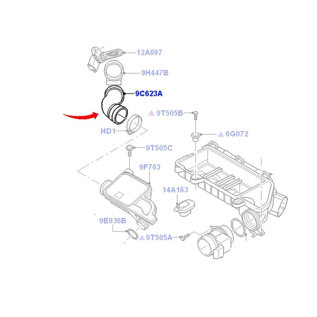 IntakeHosePipeFitsFiestaMk5CitroenC1C2C3Peugeot1072072S6q9c623ab