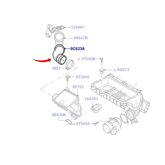 IntakeHosePipeFitsFiestaMk5CitroenC1C2C3Peugeot1072072S6q9c623ab