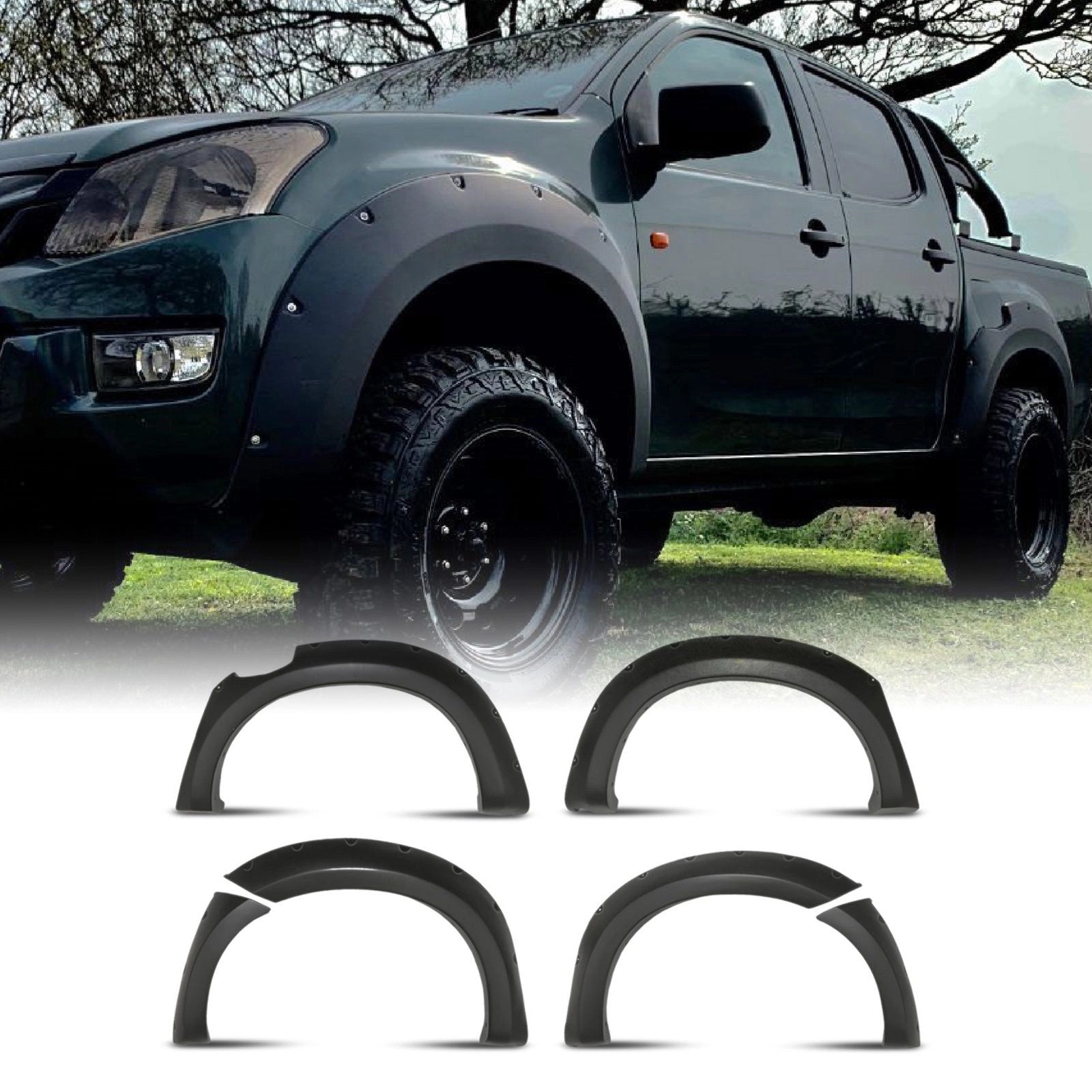 IsuzuDMax2012-1560mmMatteBlackWheelArchKit