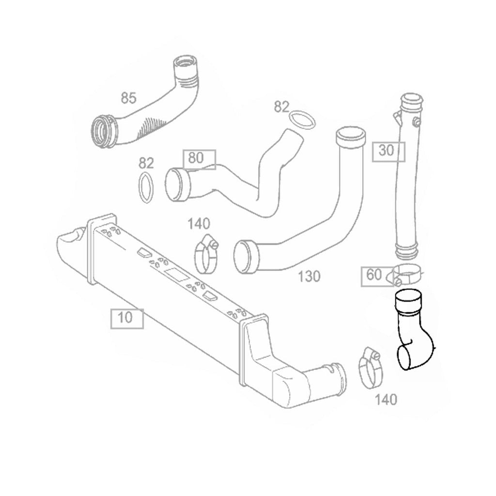 LeftLowerTurboChargerIntakeHoseFitsMercedesBenzEClass2105281882