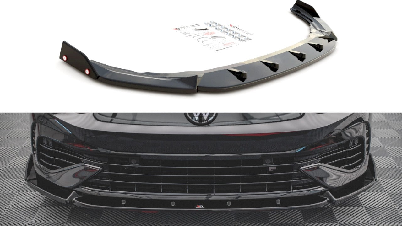 MaxtonDesignFrontSplitterV.2+FlapsforVolkswagenGolfMK8R(2020+)