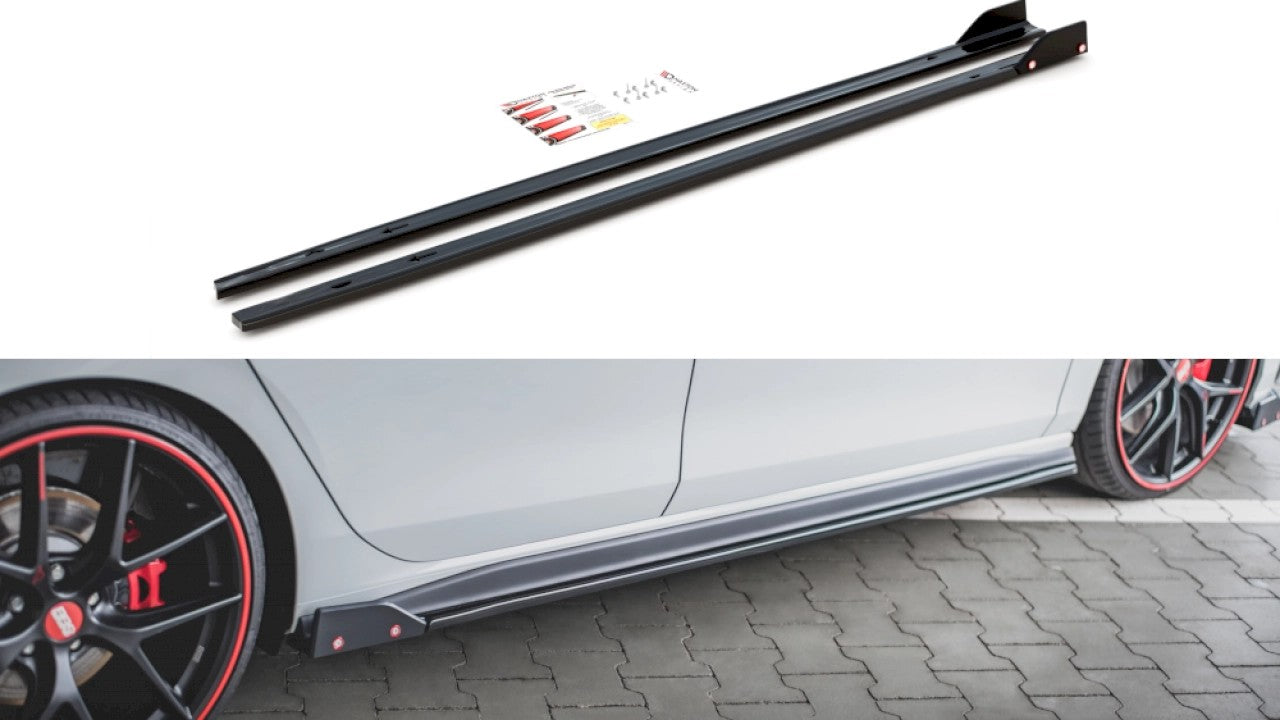 MaxtonDesignSideSkirtsV.2(+Flaps)forVolkswagenGolfMK8GTI/GTIClubsport(2020+)